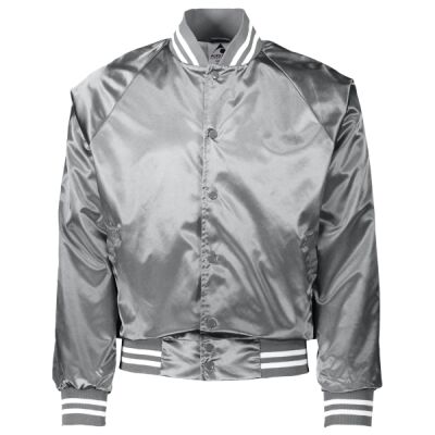 Satin Baseball Jacket/Striped Trim Thumbnail