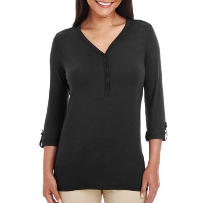 Women's Perfect Fit™ Y-Placket Convertible Sleeve Knit Top Thumbnail