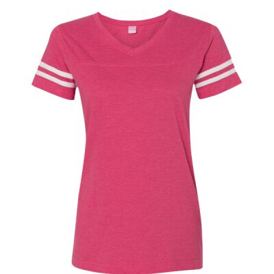 Women's Football V-Neck Fine Jersey Tee Thumbnail
