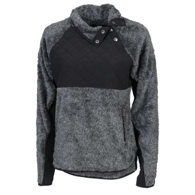 Women's Quilted Fuzzy Fleece Snap PlacketPullover Thumbnail